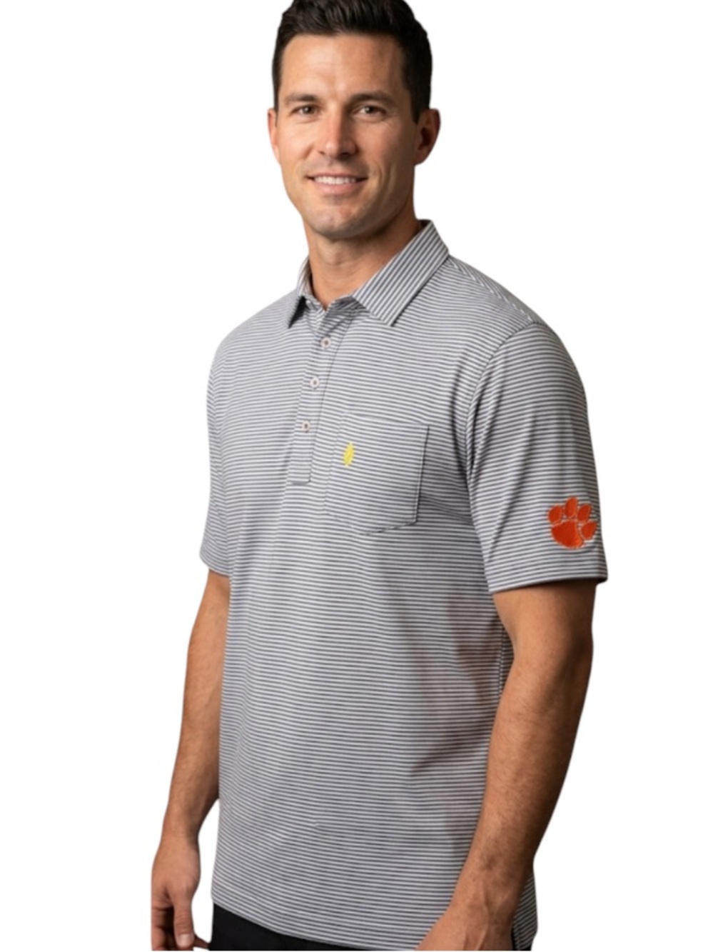 Johnnie-O Clemson Tigers Polo Men’s XXL Blue Striped Preppy Performance Golf
A